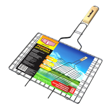 Решетка-гриль Firewood 2004 для барбекю с деревянной ручкой, 35 х 25 х 1.5см