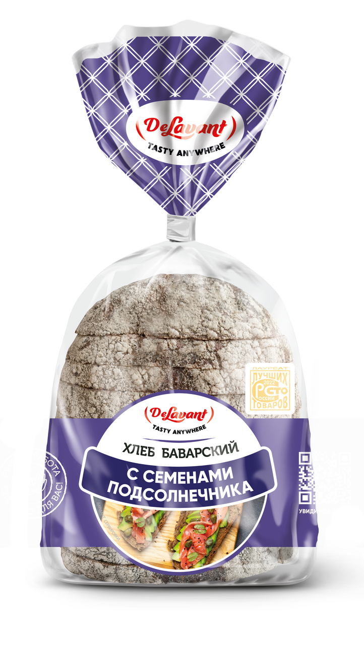 Хлеб Золотой колобок Баварский с семенами подсолнечника нарезка, 255г