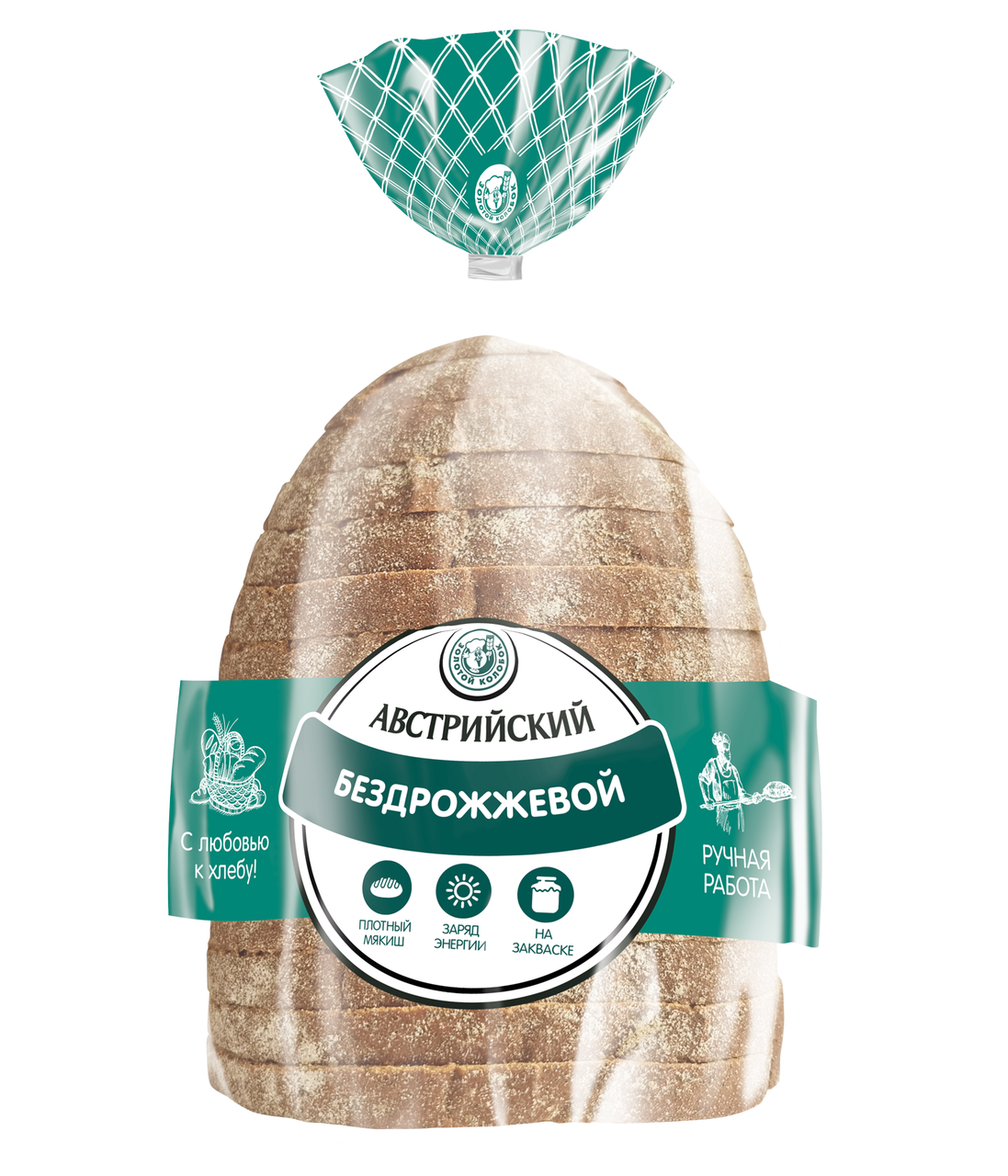 Хлеб Золотой колобок Австрийский бездрожжевой нарезка, 255г