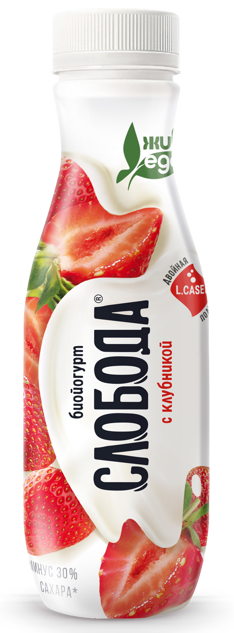 Биойогурт питьевой Слобода клубника, 260г