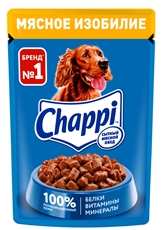 Корм влажный Chappi Сытный мясной обед Мясное изобилие для собак, 85г