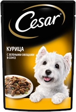 Корм влажный Cesar для взрослых собак всех пород Курица с зелеными овощами, 85г