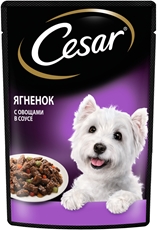 Корм влажный Cesar соус для собак ягненок с овощами, 85г
