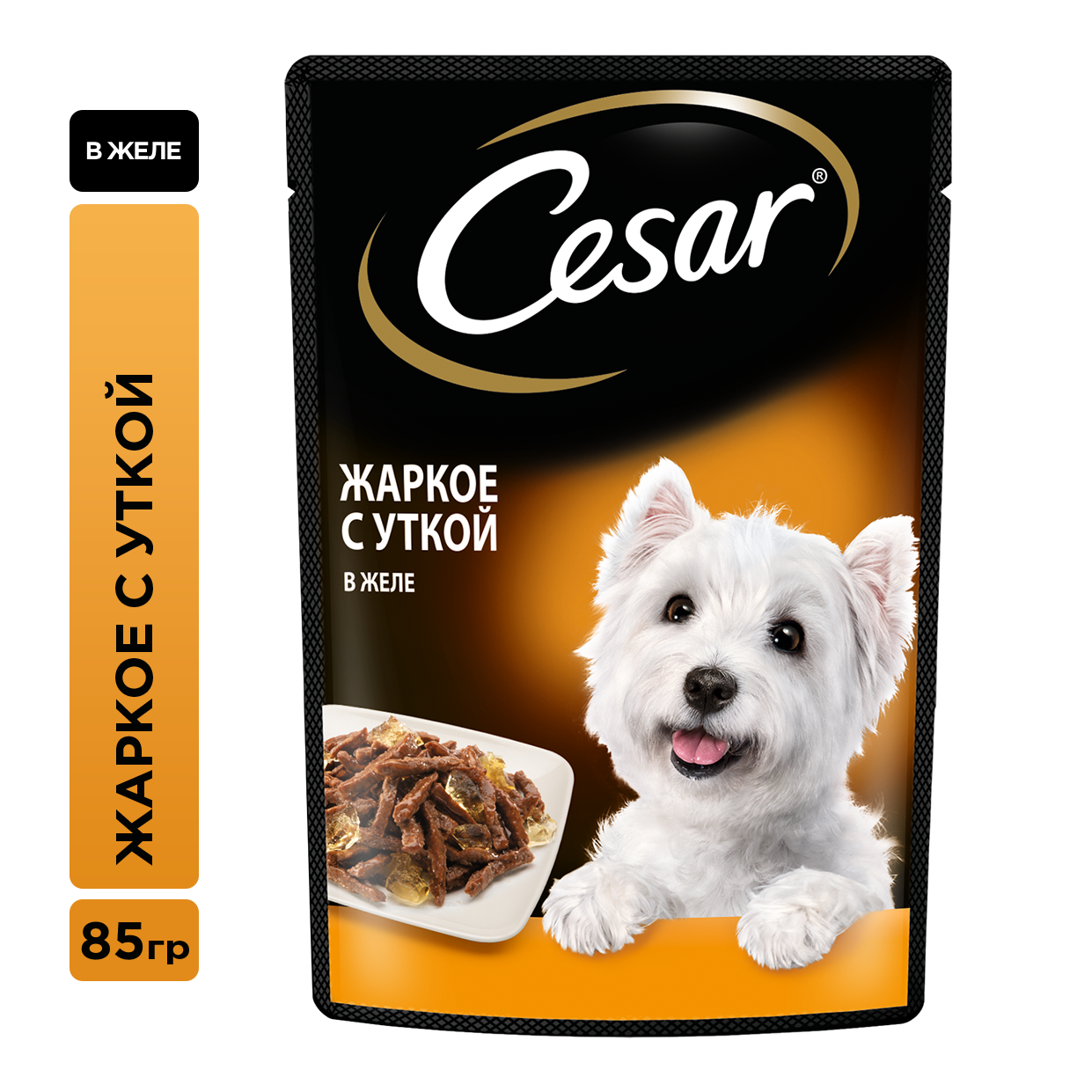 Изображение товара Корм влажный Cesar желе для собак жаркое с уткой, 85г