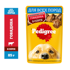 Корм влажный Pedigree соус для собак с говядиной, 85г