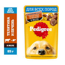 Корм влажный Pedigree желе для собак с телятиной и печенью, 85г