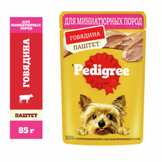 Корм влажный Pedigree паштет для собак миниатюрных пород с говядиной, 80г