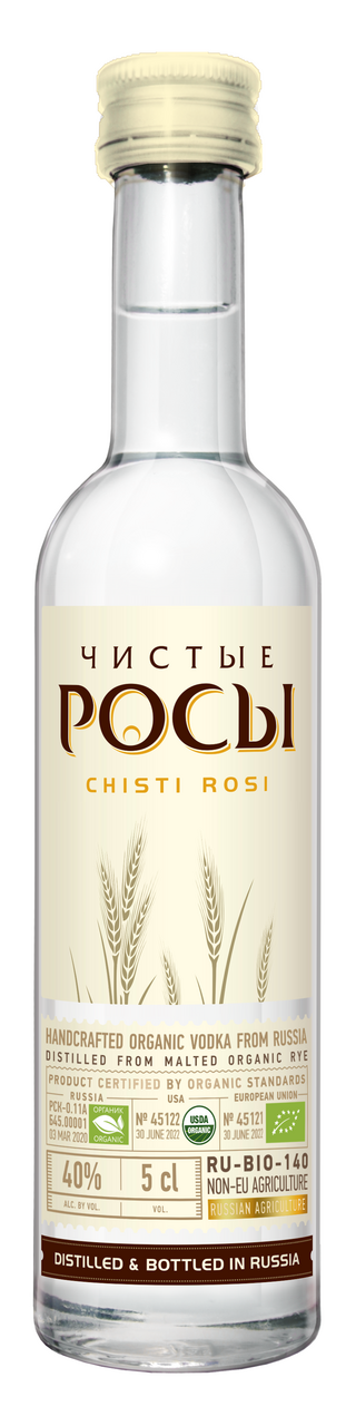 Водка Чистые Росы Органик Из ржаного зерна, 0.05л