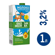 Молоко Эконива ультрапастеризованное 3.2%, 1л