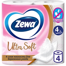 Туалетная бумага Zewa Ultra Soft 4-слойная, 4 рулона