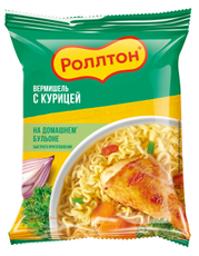 Вермишель быстрого приготовления Роллтон с курицей на домашнем бульоне, 60г