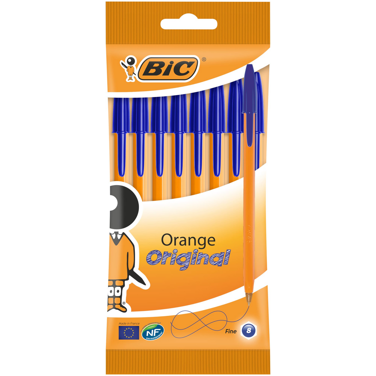 Изображение товара Ручки шариковые BIC Orange Fine синие 0.3 мм, 8 штук