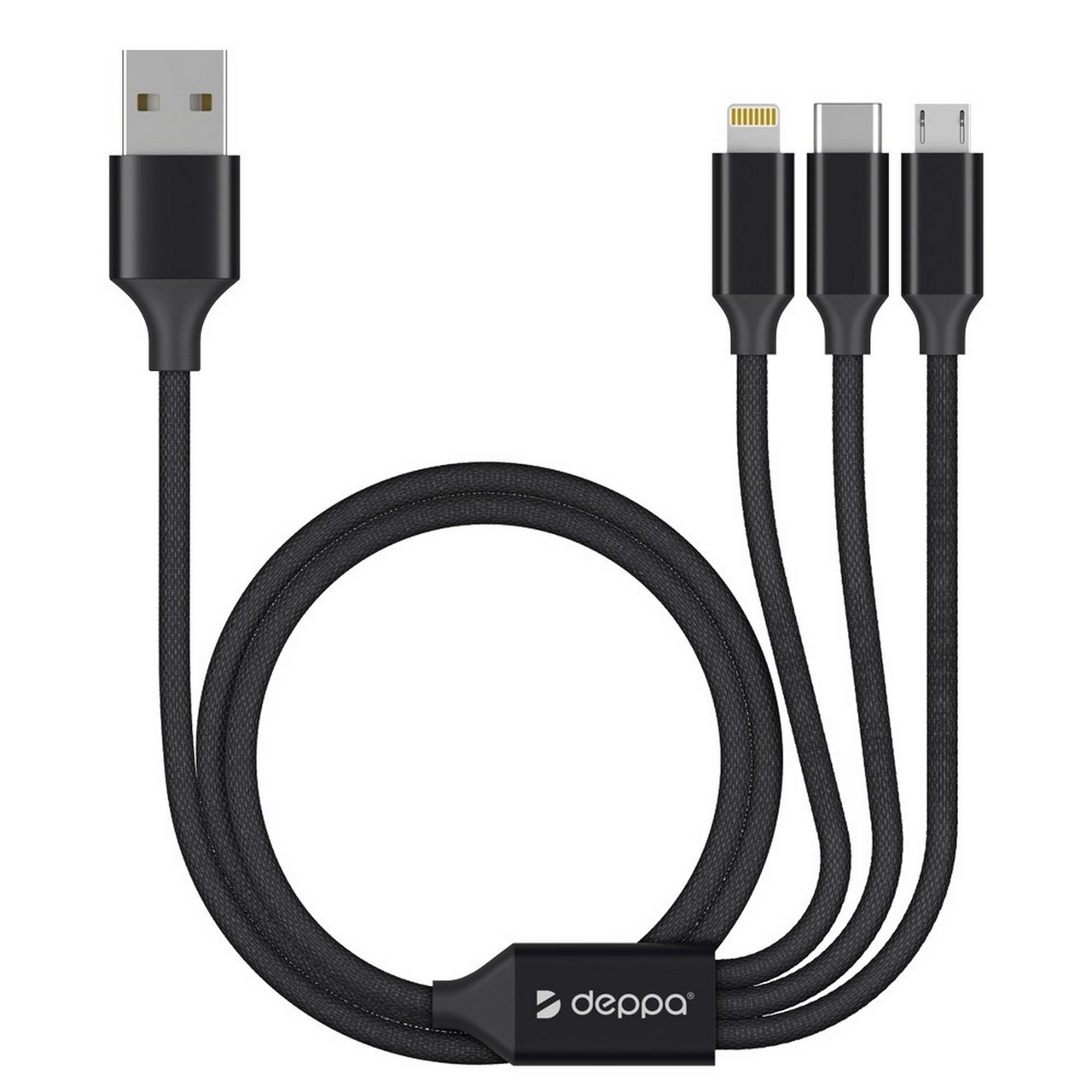 Кабель универсальный USB 3 в 1 Lightning Miсro-USB Type-C 1,2м Deppa ...