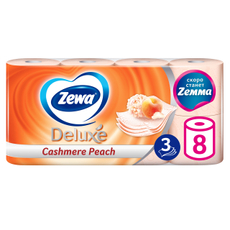 Туалетная бумага Zewa Deluxe Персик 3-слойная, 8 рулонов