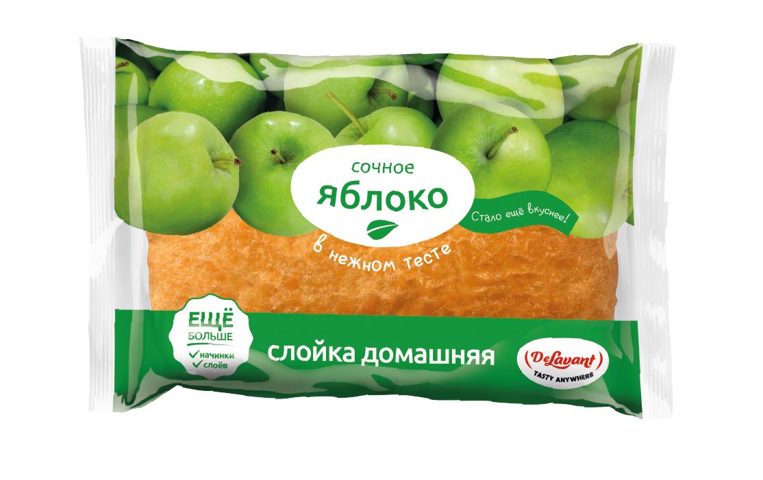 Слойка Золотой колобок Домашняя с яблоком, 85г