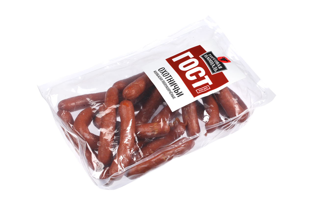 Колбаски Торговая площадь Охотничьи полукопченые ГОСТ, ~1кг