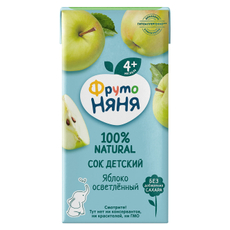 Сок детский ФрутоНяня Яблоко без сахара с 4 месяцев, 200мл