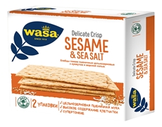 Хлебцы Wasa Delicate Crisp пшеничные тонкие цельнозерновые с кунжутом и морской солью, 190г