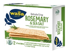 Хлебцы Wasa Delicate Crisp пшеничные тонкие цельнозерновые с розмарином и морской солью, 190г