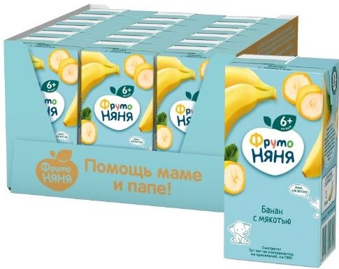 Нектар детский ФрутоНяня Банан с мякотью с 6 месяцев, 200мл х 18 шт