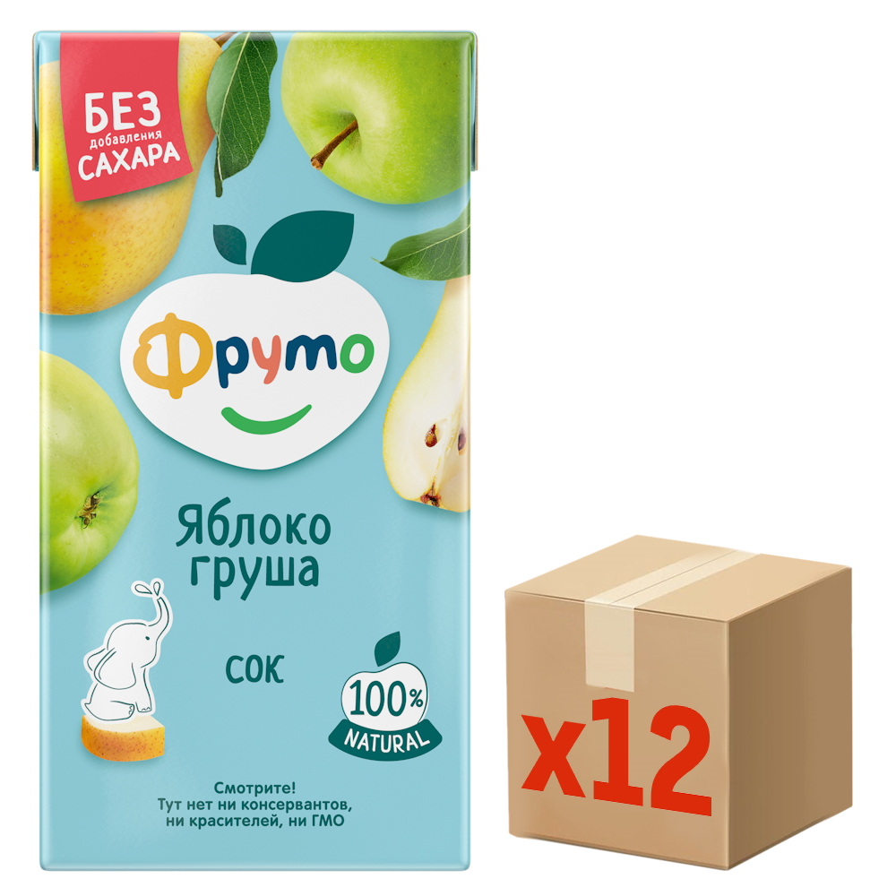 Сок детский Фруто Яблоко и груша с мякотью с 5 месяцев, 500мл х 12 шт