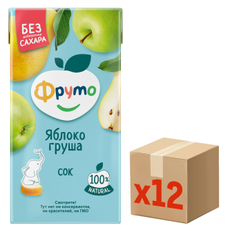 Сок детский Фруто Яблоко и груша с мякотью с 5 месяцев, 500мл х 12 шт