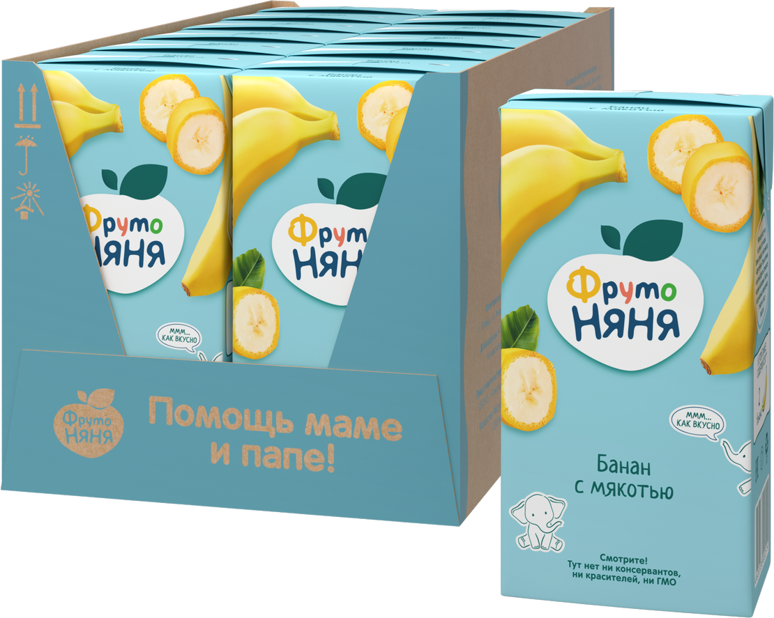 Нектар детский ФрутоНяня Банан с мякотью с 3 лет, 500мл х 12 шт