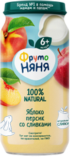 Пюре фруктовое детское ФрутоНяня Яблоко, персик и сливки с 6 месяцев, 250г