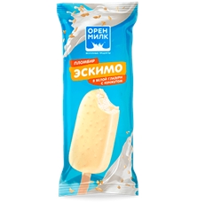 Мороженое Оренмилк Эскимо Пломбир ванильный в белой глазури с кунжутом 13%, 65г