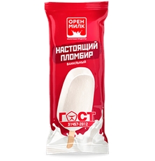 Мороженое Оренмилк Пломбир ванильный ГОСТ, 65г