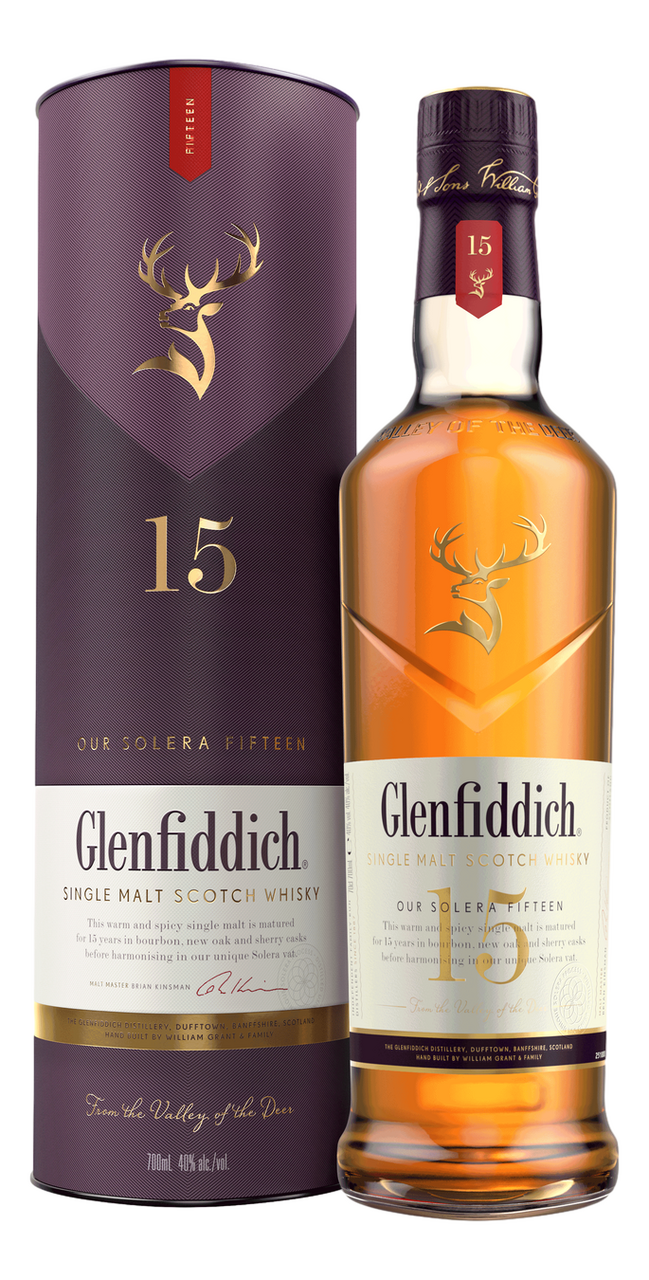 Виски шотландский Glenfiddich 15 лет в подарочной упаковке, 0.7л купить по  выгодной цене, самовывоз алкоголя из магазина в Москве