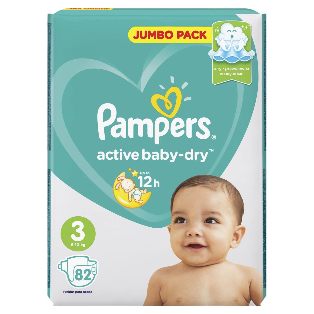 Подгузники Pampers active baby-dry midi 6-10 кг, 82шт купить с доставкой на  дом, цены в интернет-магазине