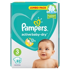 Подгузники Pampers active baby-dry midi 6-10 кг, 82шт