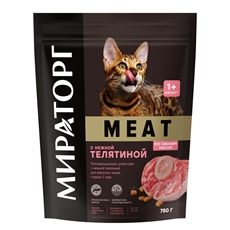Корм сухой Мираторг Meat для кошек от 1 года с нежной телятиной, 750г