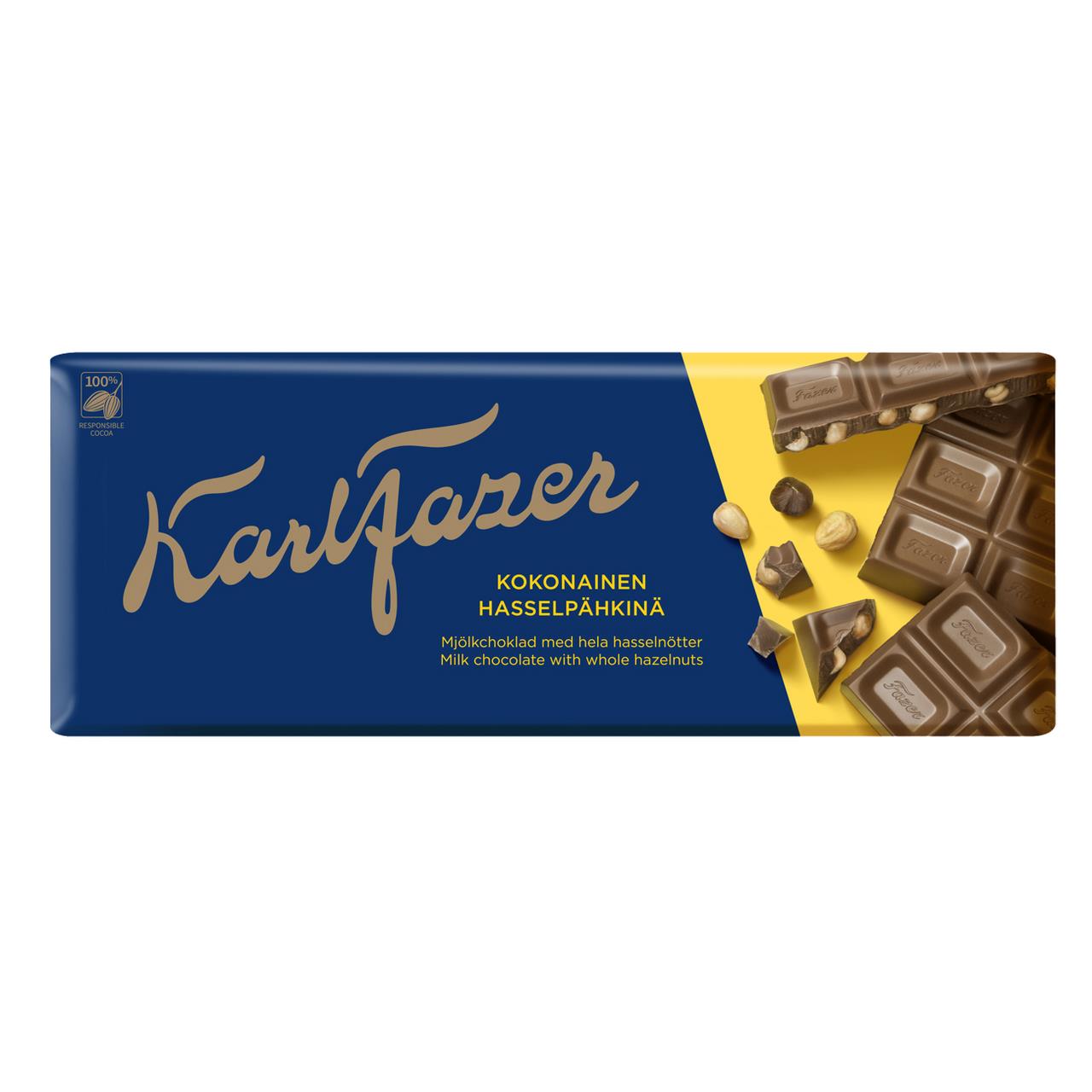 Шоколад KARL FAZER Молочный с цельным фундуком 200 г