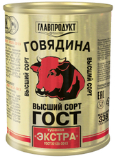 Говядина тушеная Главпродукт Экстра высший сорт ГОСТ, 338г