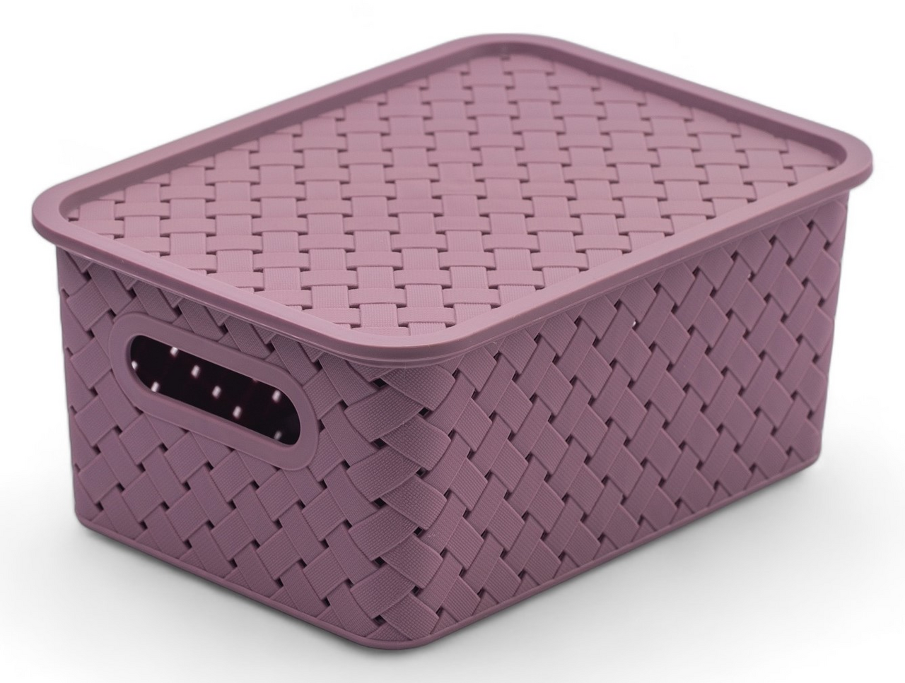 Корзина с крышкой универсальная Violet Береста 521126 сиреневая 3л, 23.5 x 17.3 x 10.5см