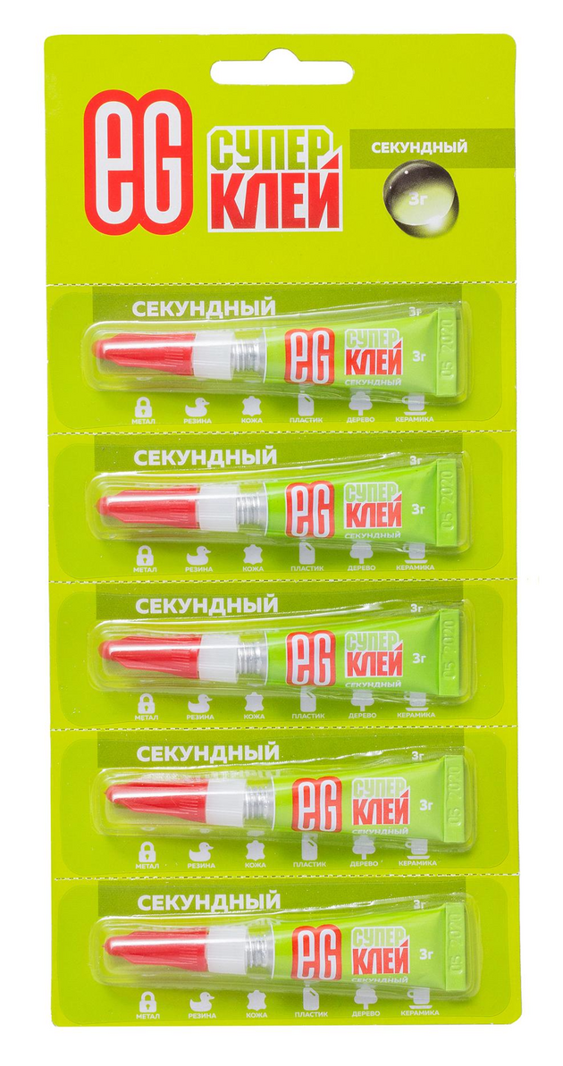 Изображение товара Супер клей универсальный Еврогарант 3г, 5шт