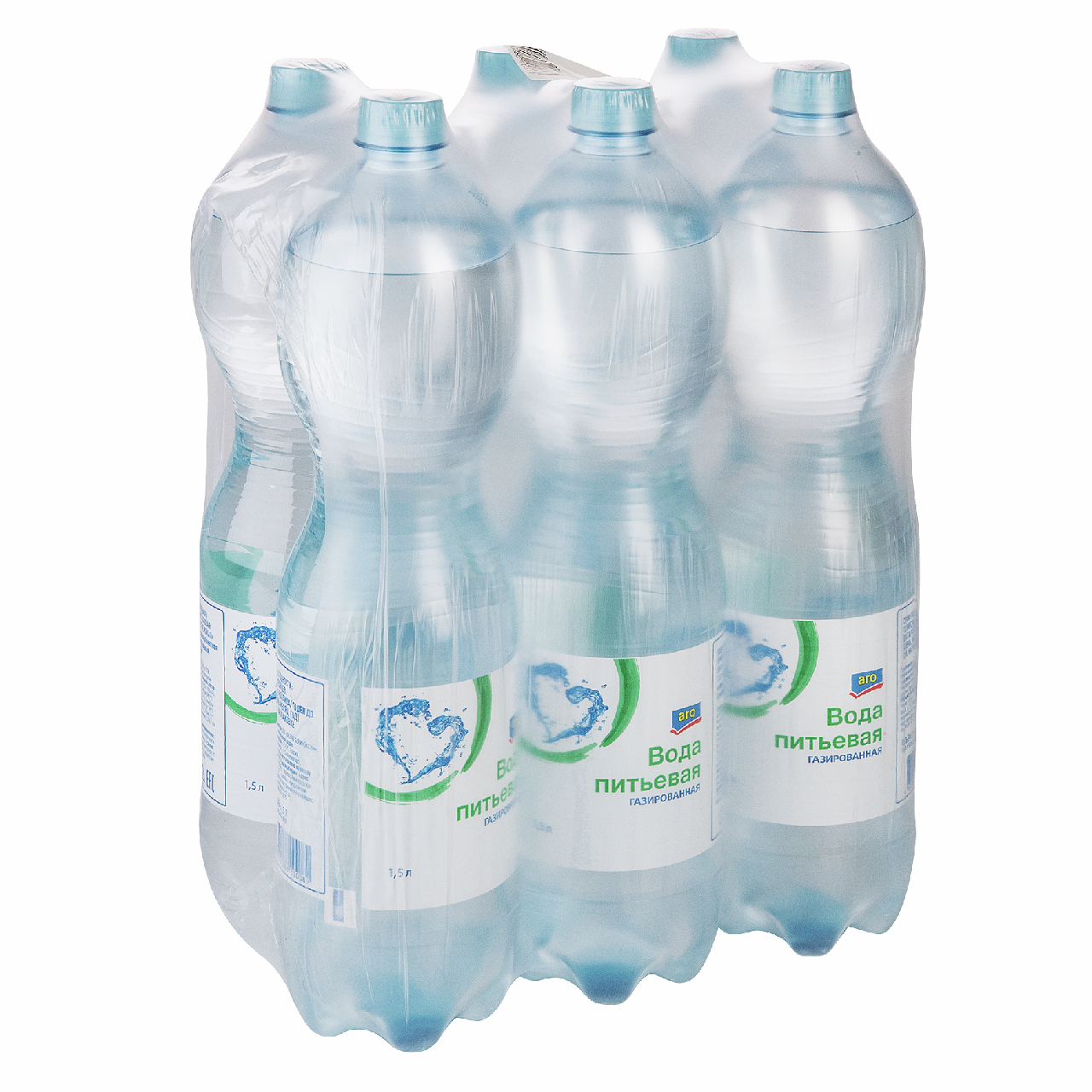 aro Вода питьевая газированная, 1.5л x 6 шт