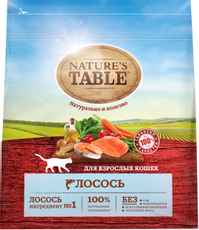 Корм сухой Nature's Table для взрослых кошек лосось, 1.1кг