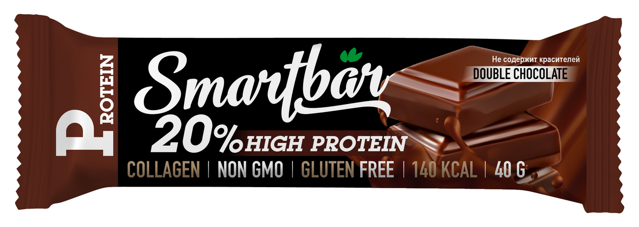 Изображение товара Батончик протеиновый Smartbar Protein Двойной шоколад без глютена, 40г