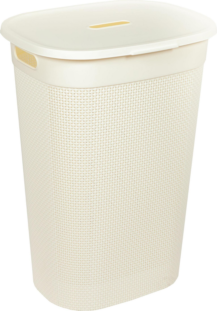 Корзина для хранения Plast Team Oslo с крышкой молочная 55л, 61 х 35 х 45см