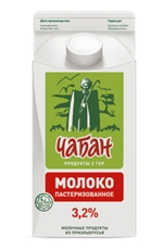 Молоко Чабан пастеризованное 3.2%, 1.4л
