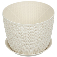 Кашпо с поддоном Idea Вязание пластиковое овальное в ассортименте 1.9л, 15.5см