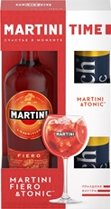 Напиток виноградосодержащий Martini Fiero из виноградного сырья сладкий + Тоник Rich (330мл х 2шт) , 1л