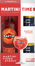 Напиток виноградосодержащий Martini Fiero из виноградного сырья сладкий + Тоник Rich (330мл х 2шт) , 1л