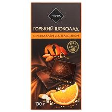 RIOBA Шоколад горький миндаль, цукаты, апельсин, 100г