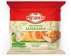 Запеканка President творожная с кусочками груши 5.5%, 150г
