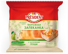 Запеканка President творожная с кусочками груши 5.5%, 150г