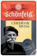 Сыр Schonfeld Швейцарский Чеддер полутвердый нарезка 53%, 125г